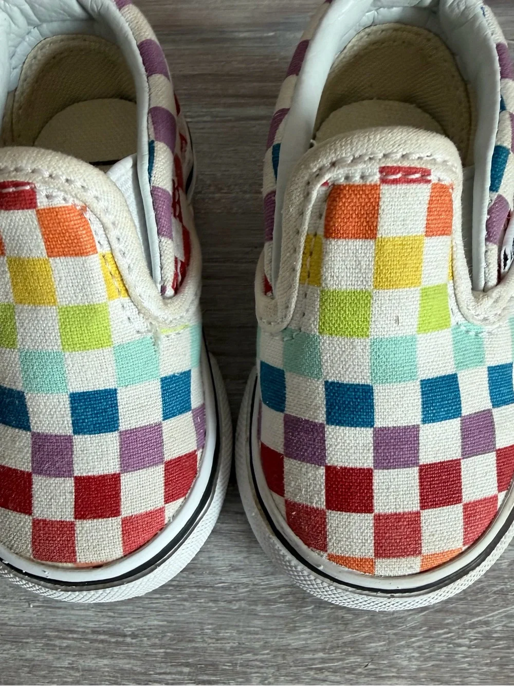 Vans Unisex Baby Slip-On Sneakers Rainbow Check Canvas Shoes 2